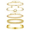 Jovivi Gold Bracelet for Women,5 Pcs 14k Gold Stacking Beaded