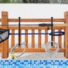 ECcandiedhaws 2Pcs Black Pool Pole Hangers, Adjustable Heavy Duty Swimming