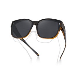 Meeloog Polarised Over Sunglasses for Men and Women, Glasses Wearers, UV400 Protection Sunglasses, Square Sunglasses Driving DEMST0110, D1 Tortoiseshell Frame/Black Lens