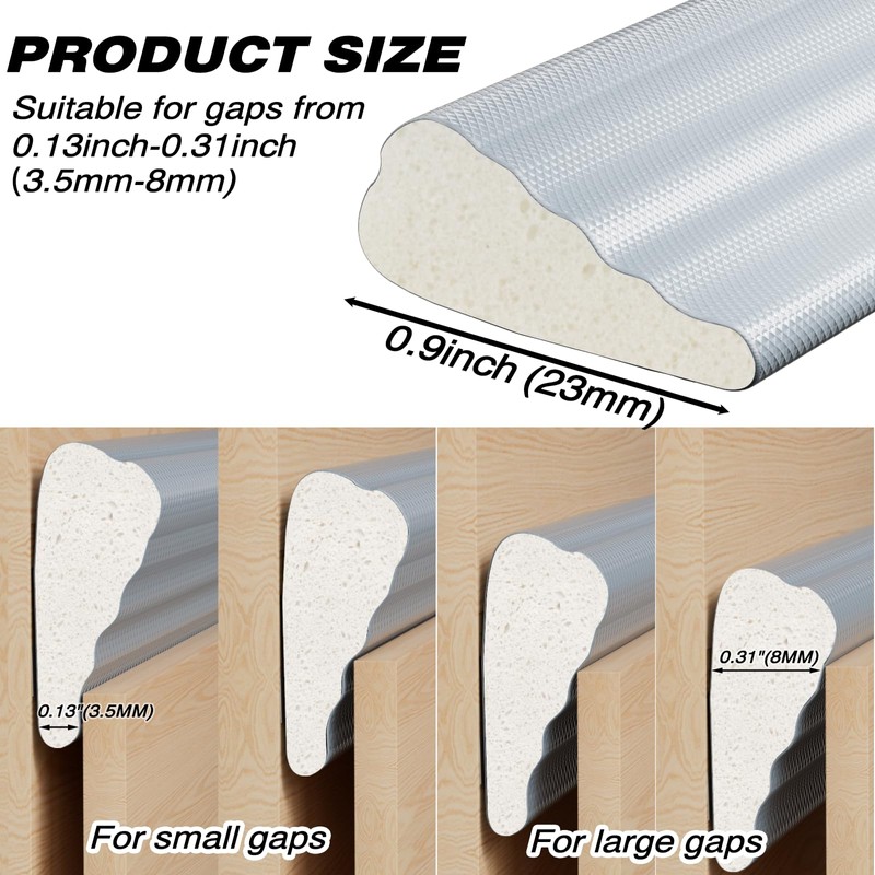 118 Inch Wedge-Shape Weather Stripping Door Seal,Windows and Doors Insulation,Self