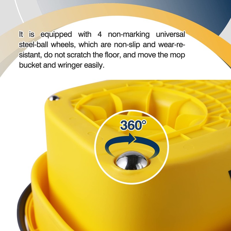 Yocada Commercial Mop Bucket with Wringer Portable Collapsible Plastic Mop