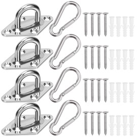 Swpeet 40 Pcs M5 Premium Heavy Duty Rhombus Stainless Steel Screw Hooks Kit with Pad Eye Hooks, Snap Hook, Screws with Plastic Expansion Tube, Ceiling Hook for Outdoor Indoor Activity