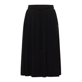 Reikko Knee-Length Skirt with Pockets and Thin Fabric Belt, black, L