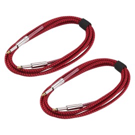 QUARKZMAN 2 Stück Gitarreninstrumentenkabel 10 Fuß 1/4 Zoll auf 1/4 Zoll Gerade 6,35 mm Stecker auf Stecker Stereo-Audiokabel Ausgeglichene Leitung für Gitarre Bass Geflochtenes Rot