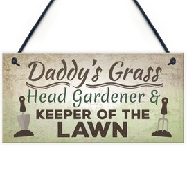 RED OCEAN Daddy's Grass Novelty Hanging Garden Plaque Garden Shed Dad For Him