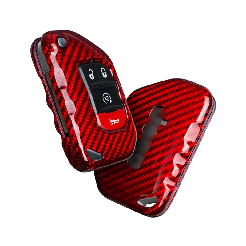 Genuine Carbon Fiber Key Fob Cover Case for Jeep Wrangler