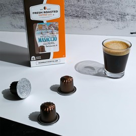 Fresh Roasted Coffee for Nespresso OriginalLine, Masaccio Italian Craft Espresso, 60 Count Aluminum Capsules