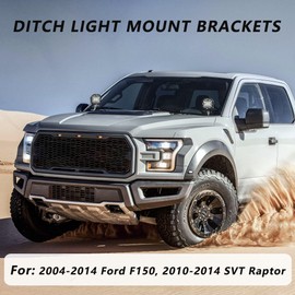 HOZHEM Ditch Light Bracket for Ford F150 2004-2014 & 1st Gen SVT Raptor, Hood Mount Light Brackets for Work Light Pod Light