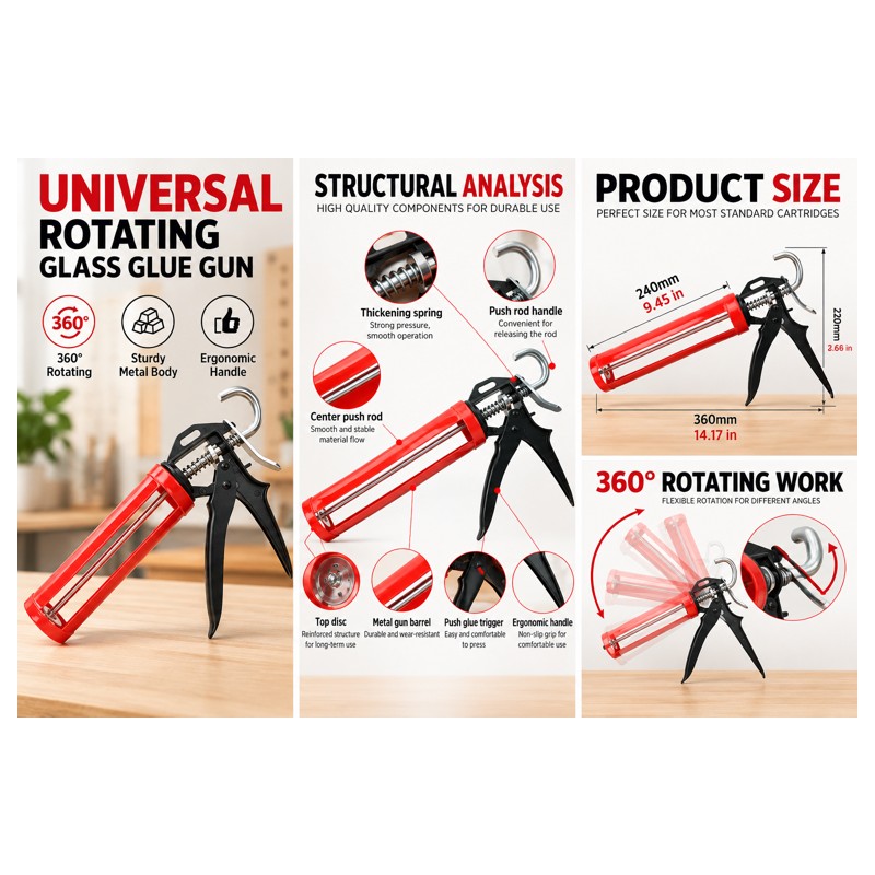 360° Rotating Manual Caulking Gun for Silicone Sealant and Home
