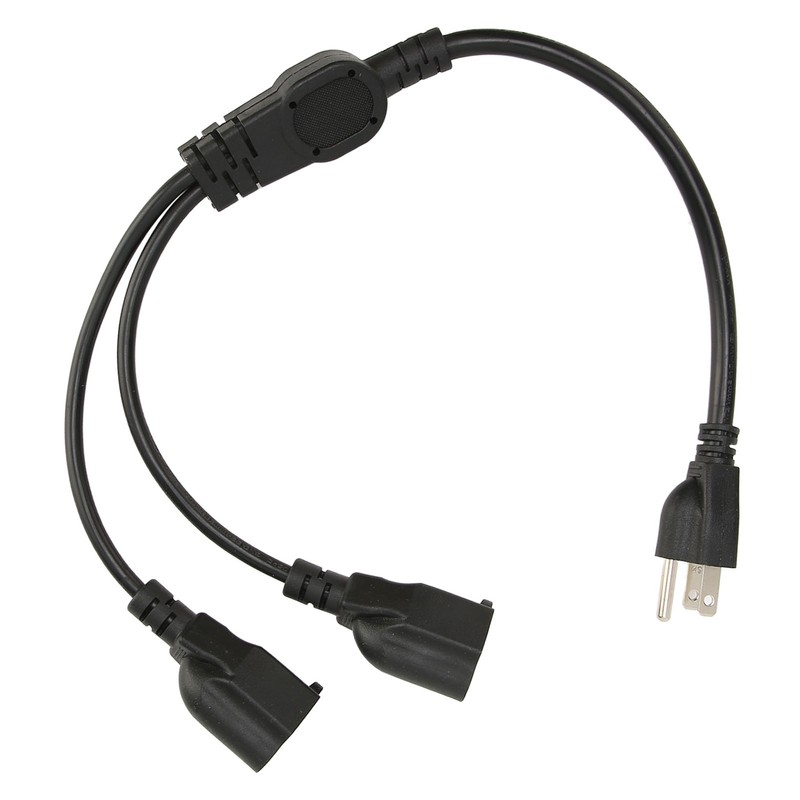 Extension Y Splitter Power Cord 3 Pin 1 to 2