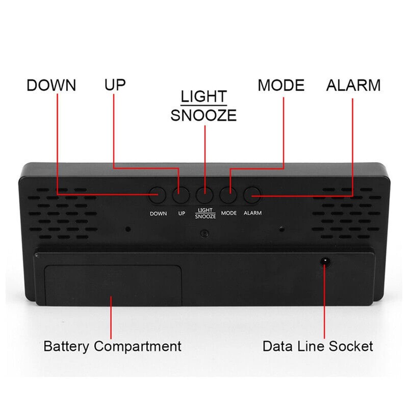 Alarm Clock Led Display Digital Mirror Alarm Clock Battery Plug-in