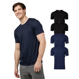 32 Degrees Mens 4 Pack Cool Crewneck T-Shirt | Anti-Odor | Quick Drying | 4-Way Stretch, 2 Black/ 2 Navy, XX-Large