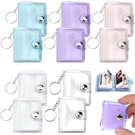 YOUNGSAY Pack of 10 Mini Photo Album Keyrings, 2 Inch Portable Mini Key Fob Photo Album with 18 Pockets, DIY Key Fob Photo Album for Recording Good Memories (5 Colours)