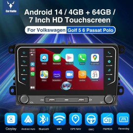 ESSGOO 7" Car Stereo Android14 Carplay NAVI For VW GOLF 5/6 Touran Passat Tiguan 4+64G