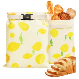 Bread Bags, 2 Pcs Beeswax Bread Bags for Homemade Bread, Reusable Sourdough Storage Bag, Large Freezer Container, Cotton Beeswax Bag for Fresh Bread Storage