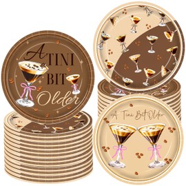 48 Pcs Espresso Martini Party Paper Plates A Tini Bit Older Birthday Party Tableware Decorations Coffee Espresso Martini Dinnerware Plates for A Tini Bit Older Bachelorette Party Supplies