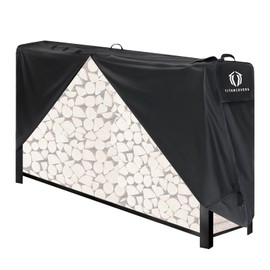TitanCovers 8ft Firewood Rack Cover, 600D Heavy Duty Oxford Log Rack Cover, Waterproof Windproof Sun-Proof Outdoor Wood Rack Covers (Rack Not Included)