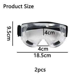 Wjelet 2 Pcs Safety Goggles for Adults, Clear Lens, Anti Fog and Anti Scratch, Impact Resistant Eyewear, Adjustable Vented Lab Goggles for Protection During Grinding, with 1 Pair Work Gloves