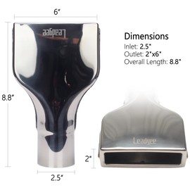 2PCS Exhaust Tip 2.5" Inlet 2" x 6" Outlet 10" Long Rolled Rectangle Exhaust Tailpipe Tips Stainless Steel Polished Diesel Pipe Weld On