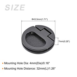 METALLIXITY Flush Ring Pull Handles(43.5mm/1.71") 1Pcs, Zinc Alloy Flush Pull Slam Latch with Screws - for Drawer Sliding Door, Black