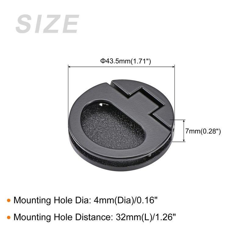 METALLIXITY Flush Ring Pull Handles(43.5mm/1.71") 1Pcs, Zinc Alloy Flush Pull