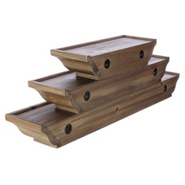 kieragrace Muskoka Fitz Wood Shelves - Walnut, 12", 18", 24", Set of 3