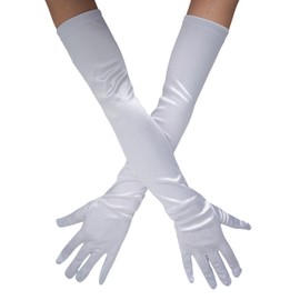 BEDJIMI Women Long Opera Party 1920s Satin Gloves Gatsby Costume Bridal Evening Flapper Gloves Elbow Length 21''