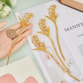 4pcs Metal Flower Chinese Hair Sticks Ancient style hairpin Hair Accessories for Women Girls (Golden, One Size)
