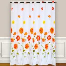 EVENHUG Orange Sunflowe Curtains Floral Window Curtain Panels Drapes for Bedroom and Living Room (Pack of 2, 55" W x 95" L)