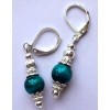handcrafted BLUE TIGER EYE Lantern shape drop earring SP LEVERBACK
