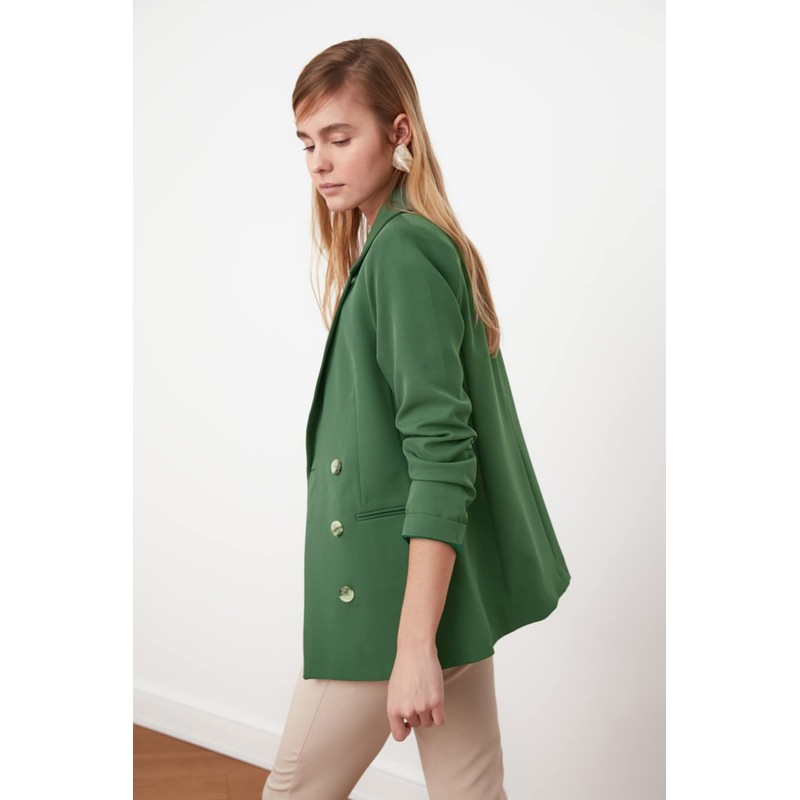 Trendyol Women Plus Size Regular fit Double-Breasted Lapel Collar Woven