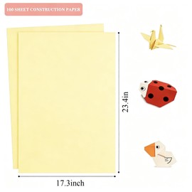 100 Sheets Yellow Arts Craft Paper for Drawing 17.3”x 23.4”Construction Paper for Art Project Supplies, Medium Weight