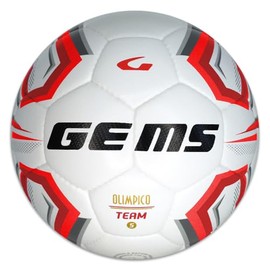 Gems UN06-0312 OLIMPICO TEAM UNISEX Pallone da calcio BIANCO/ROSSO Taglia 5