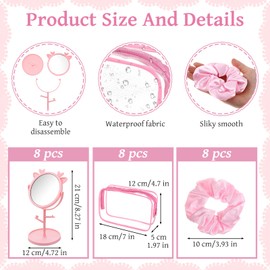 8 Set Spa Sleepover Party Supplies, Spa Party Gifts Include Face Mask Mixing Bowl Set, Headbands, Scrunchies, Cosmetic Bags, Mirrors for Women Girls