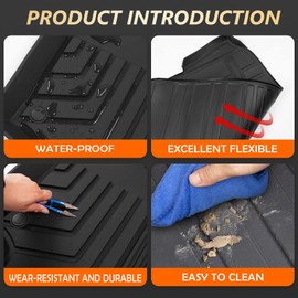 powoq Fit 2020-2023 Toyota Highlander Cargo Mat Floor Mats for 2020 2021 2022 2023 Toyota Highlander Accessories (Fit 2020-2023 Highlander,Floor Mats+Rear Cargo Mat with Backrest Mat)