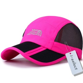 i-select Men's Women's Folding Mesh Cap, Tri-Fold, Breathable, Pink