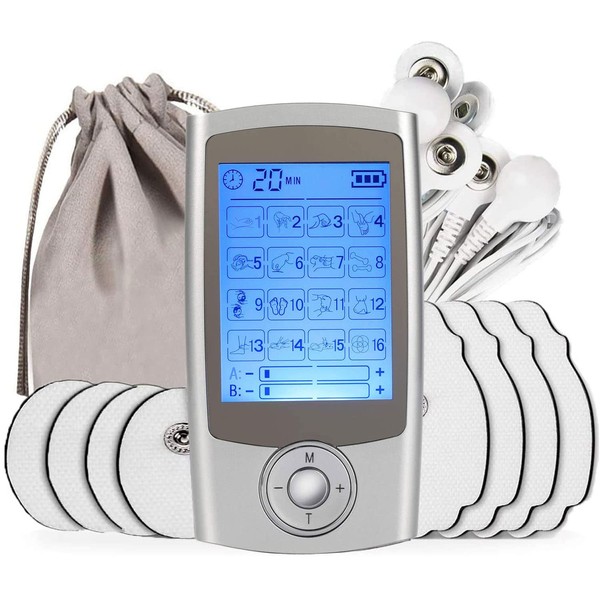 TENS Professional Muscle Stimulator, Rechargeable EMS Device with 16 Modes, Relieve Pain on Back, Neck, Shoulders