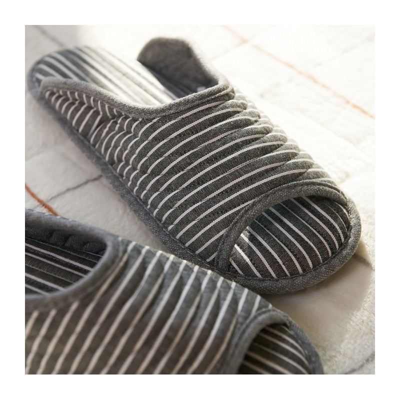 JAJU [JAJU] Quilted Simple Line Washable Living Room Slippers (Men's)