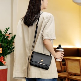 Lavogel Small Crossbody Bag for Women,Crossbody Cell Phone Purse with Credit Card Slots Shoulder Handbags Cellphone Bag (1-Black)