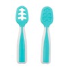 2 Pre-Spoon Set, Self-Feeding Training Utensils, Teething Relief Spoons (Turquoise)