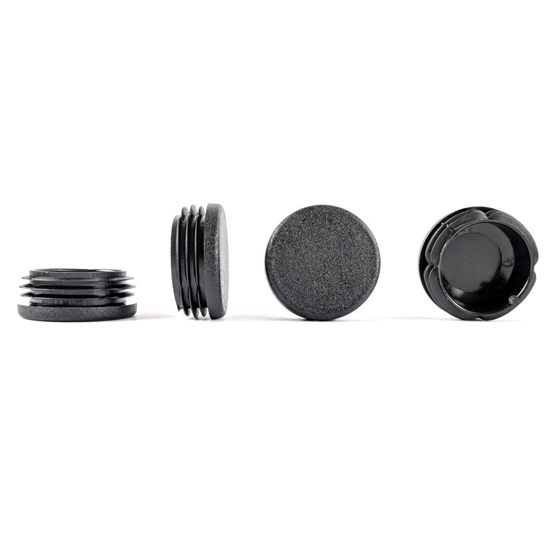 42mm Plastic End Caps, Black Round Tube Inserts, Pack of