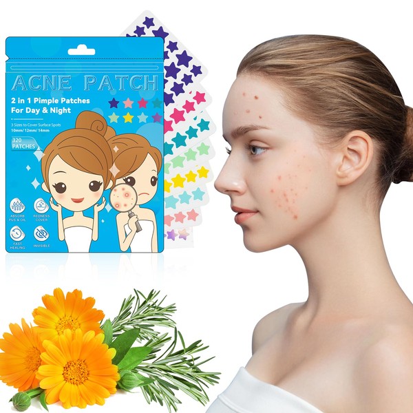 Pickel Patch Sterne, 320 Stück Anti Pickel Patches Unsichtbare Hydrocolloid