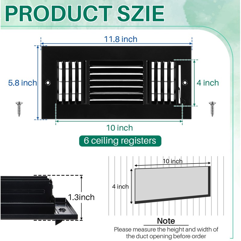 Datanly 6 Pcs Black 10 x 4 Inch Interior Size