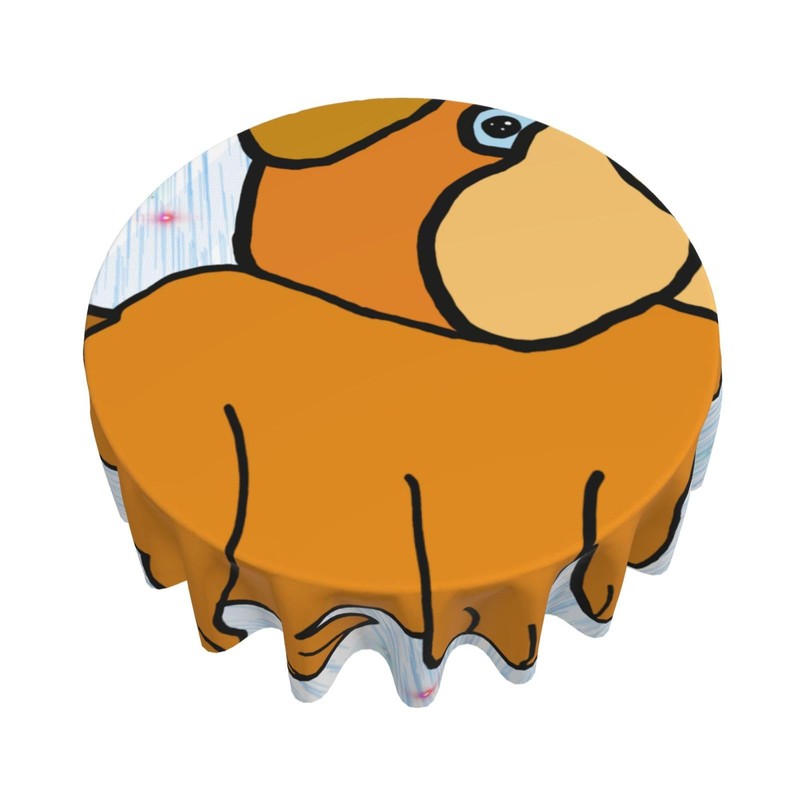 HYTTER Cartoon Pug Prints Tablecloth Round Decorative Tablecloth 60 in