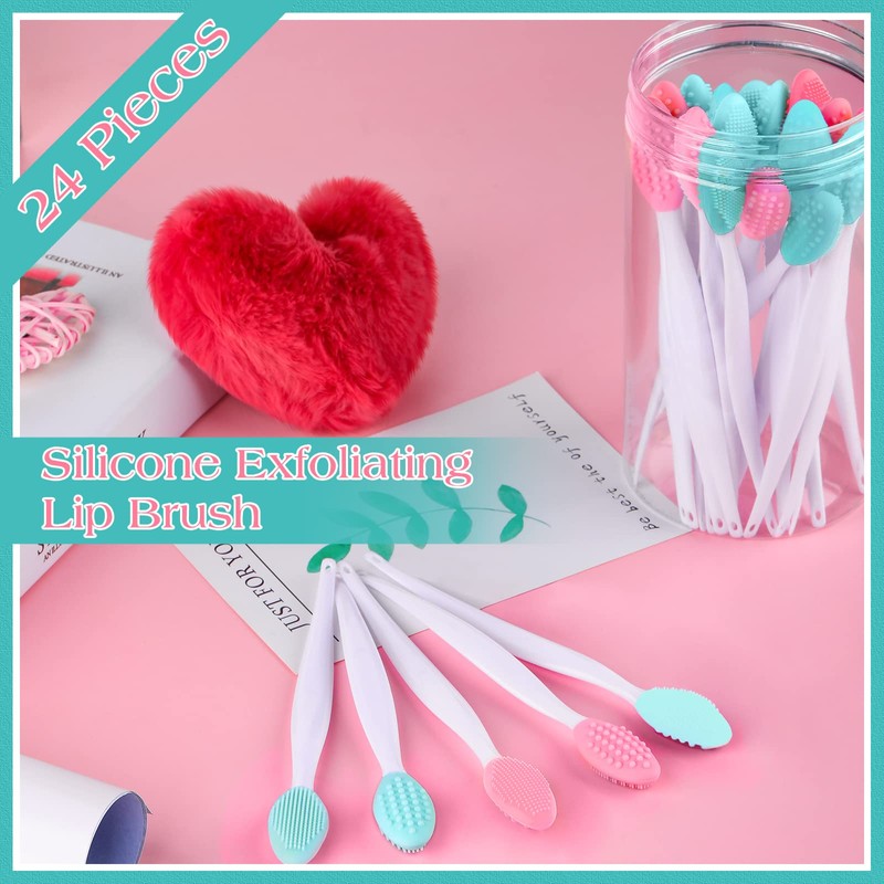 24 Cepillo de Labios Exfoliante de Silicona con Envase, Depurador