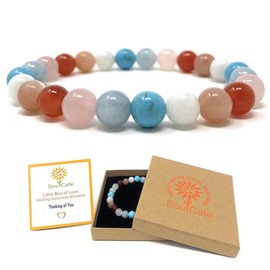 Thinking of You Bracelet - Missing You Gift - Stretch Bead Crystal Gemstone Bracelet - Soul Cafe Gift Box & Tag