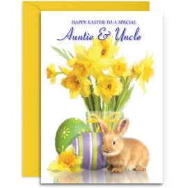 Auntie & Uncle Easter Card - Medium Sized Card (A5 Size -148mm x 210mm) with Envelope