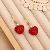 Jean Beau Gold Red Heart Cubic Zirconia Drop Dangle Hoop
