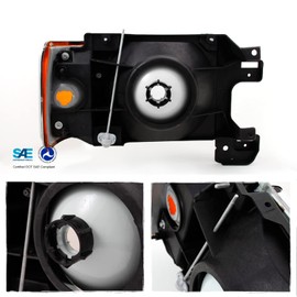 AKKON - For Ford Bronco F150 F250 F350 F450 Pickup Truck Clear Headlights Replacement Driver + Passenger Pair