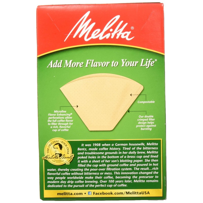 Melitta M4 Cone Coffee Filters Natural, 100 Count, Brown